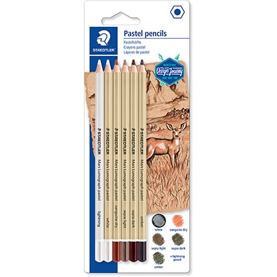 Lápis Pastel técnico Lumograf com 6 cores Staedtler - 100P-SBK6 BT 1 UN